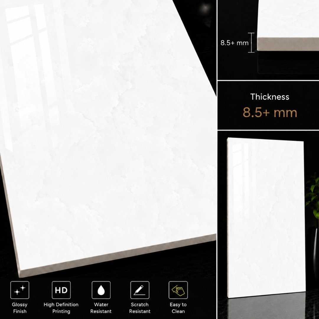 AL Petal Onyx White Marble Pooja Room Tiles - My Home Studio